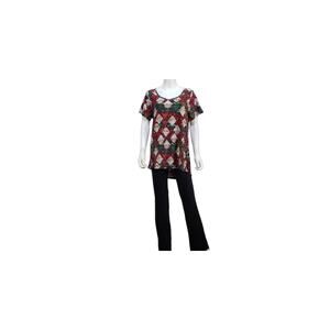 LuLaRoe Women's Multi Santa Print, High-Lo, Scoop Neck Top, Size: Large, New
